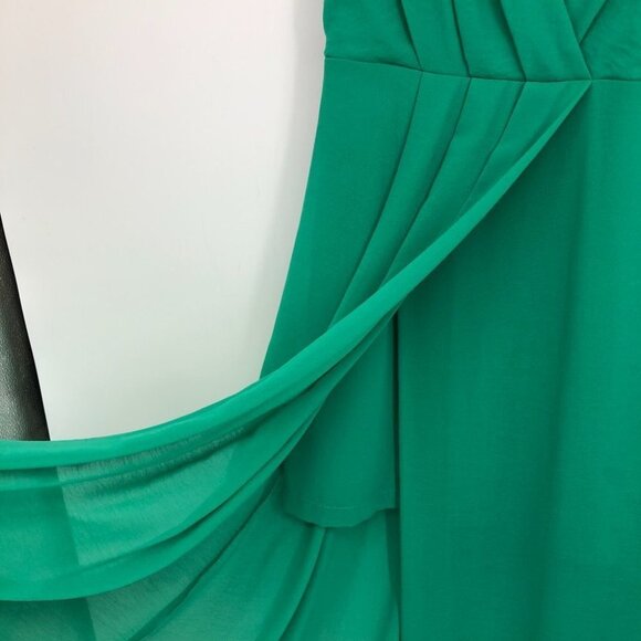 Adelyn Rae Emerald green  pleated surplice neckline high low maxi dress M - Picture 9 of 15